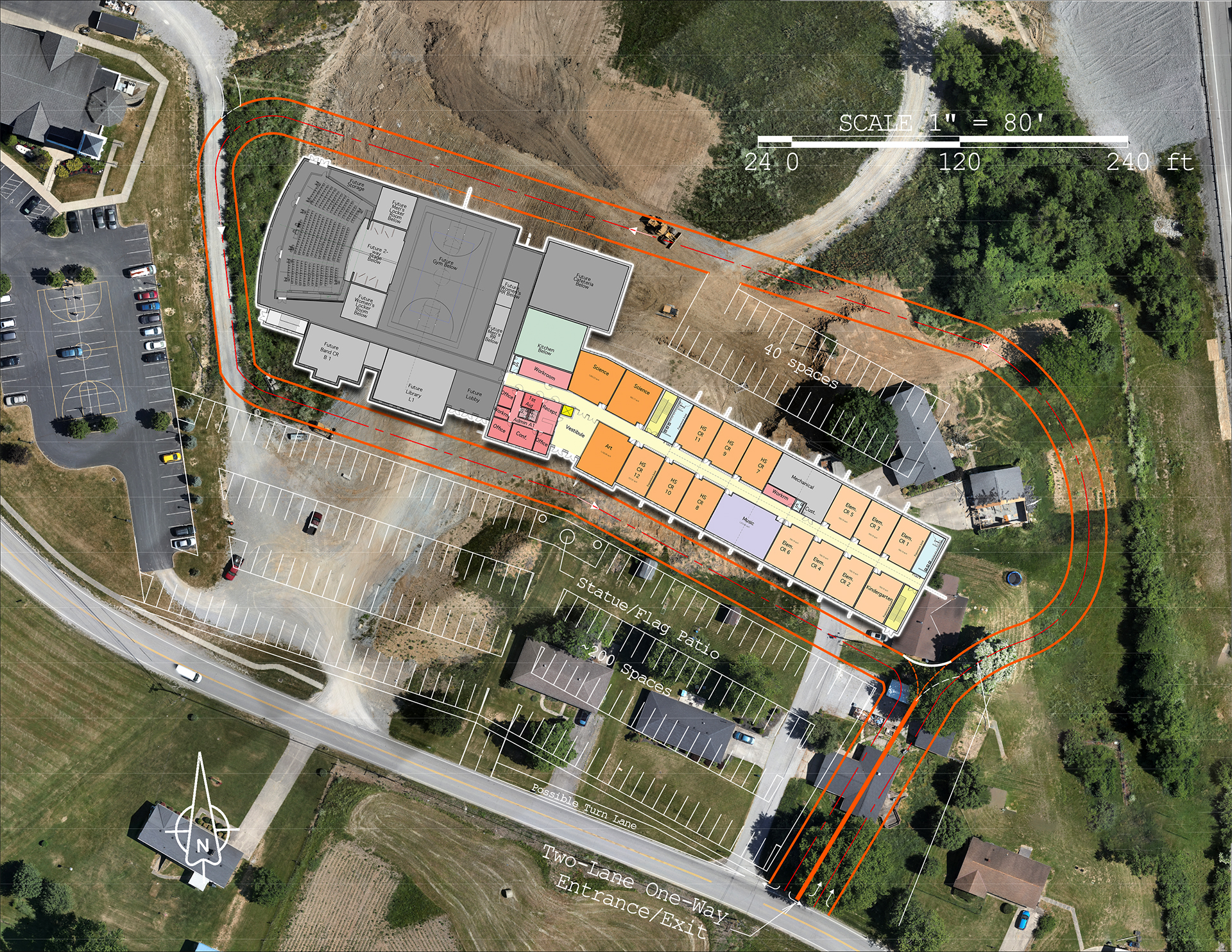 Aerial view of the construction site