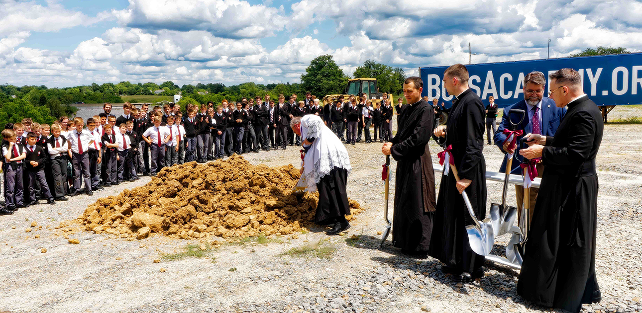 Groundbreaking with shovels